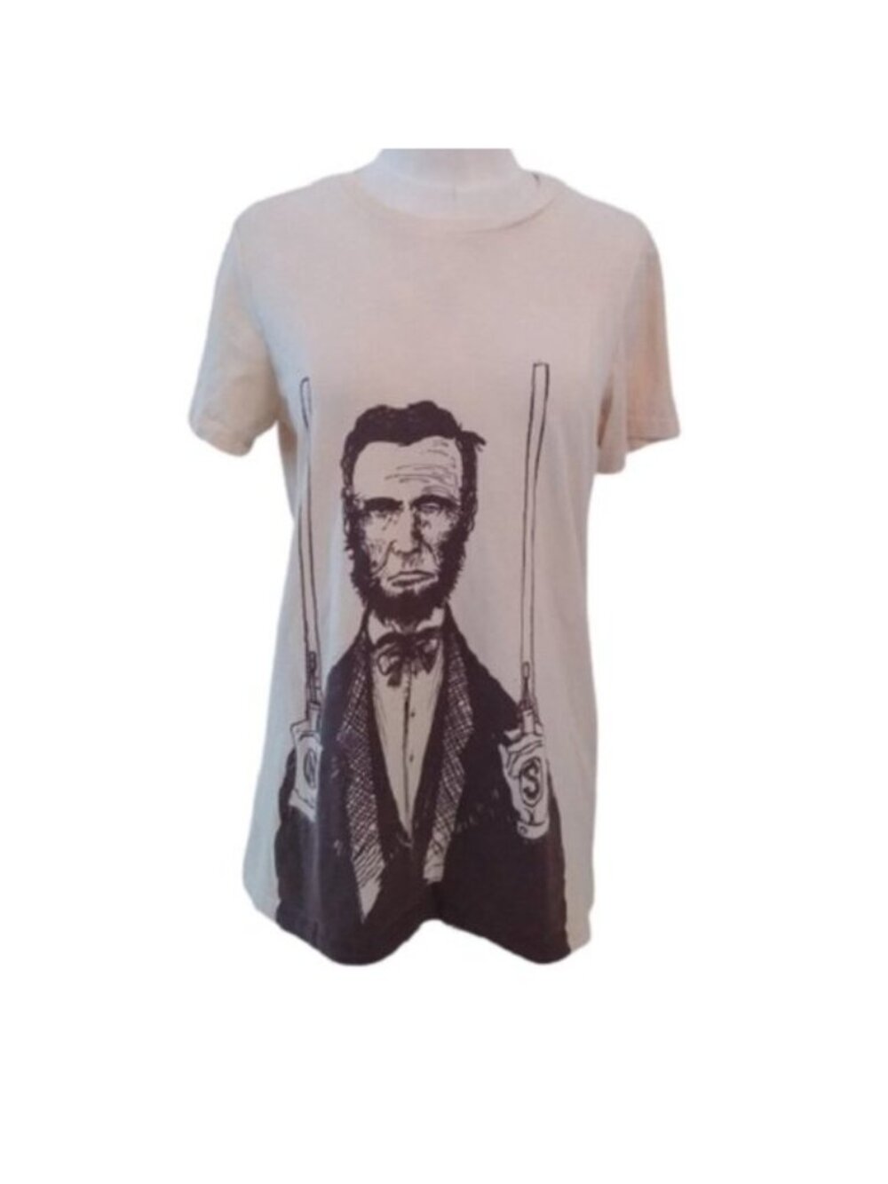 Juniors Threadless Abe Lincoln Guns Cotton Tee, Tan/Brown, Size XXL